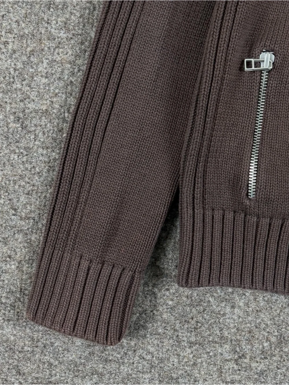 Lands End Brown High Neck Full Zip Ribbed Cardigan Sweater Women’s XS Cotton Y2K